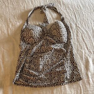 Grey and White Halter Tankini Top